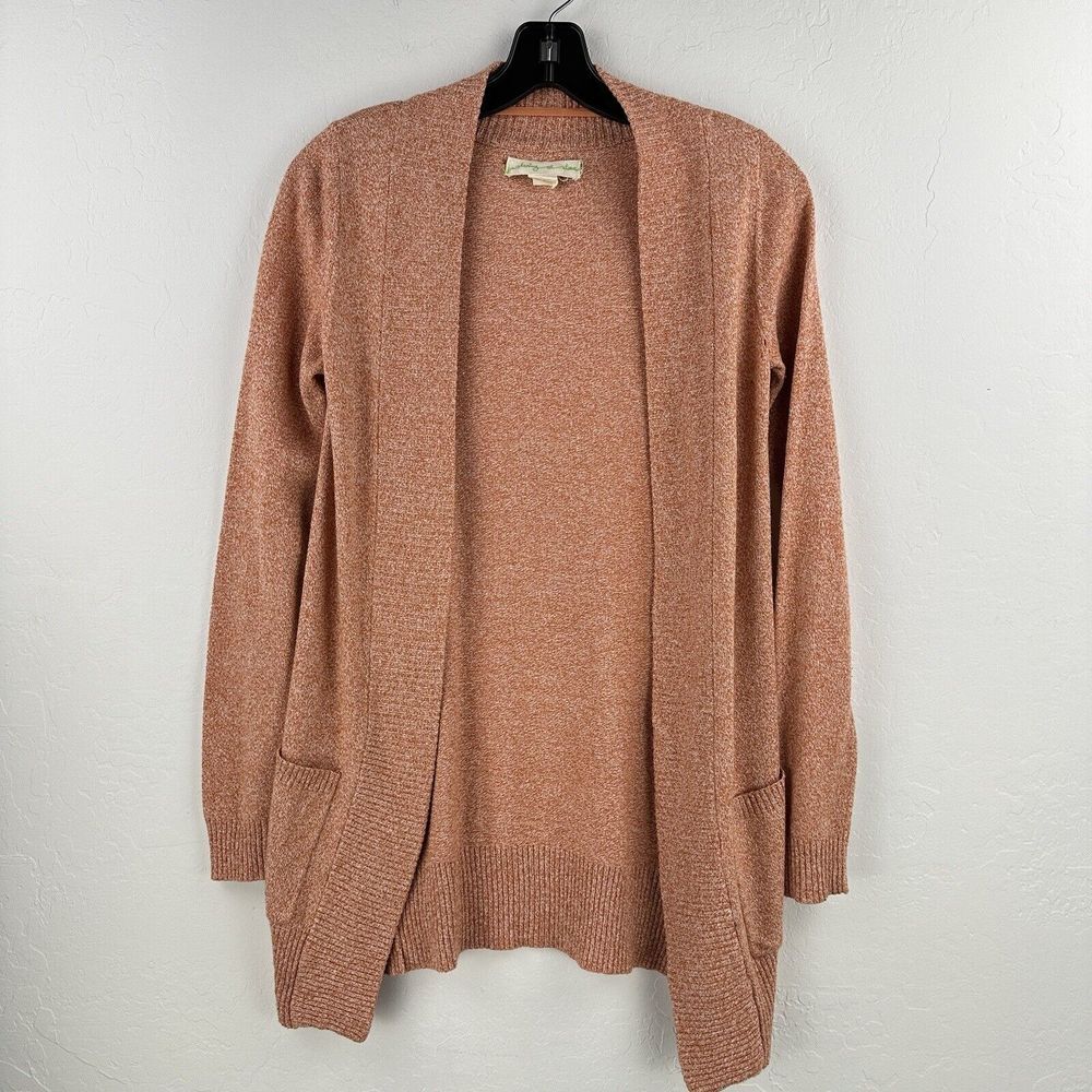 Anthropologie Staring at Stars Open Cardigan Heathered Peach Cotton Blend sz S
